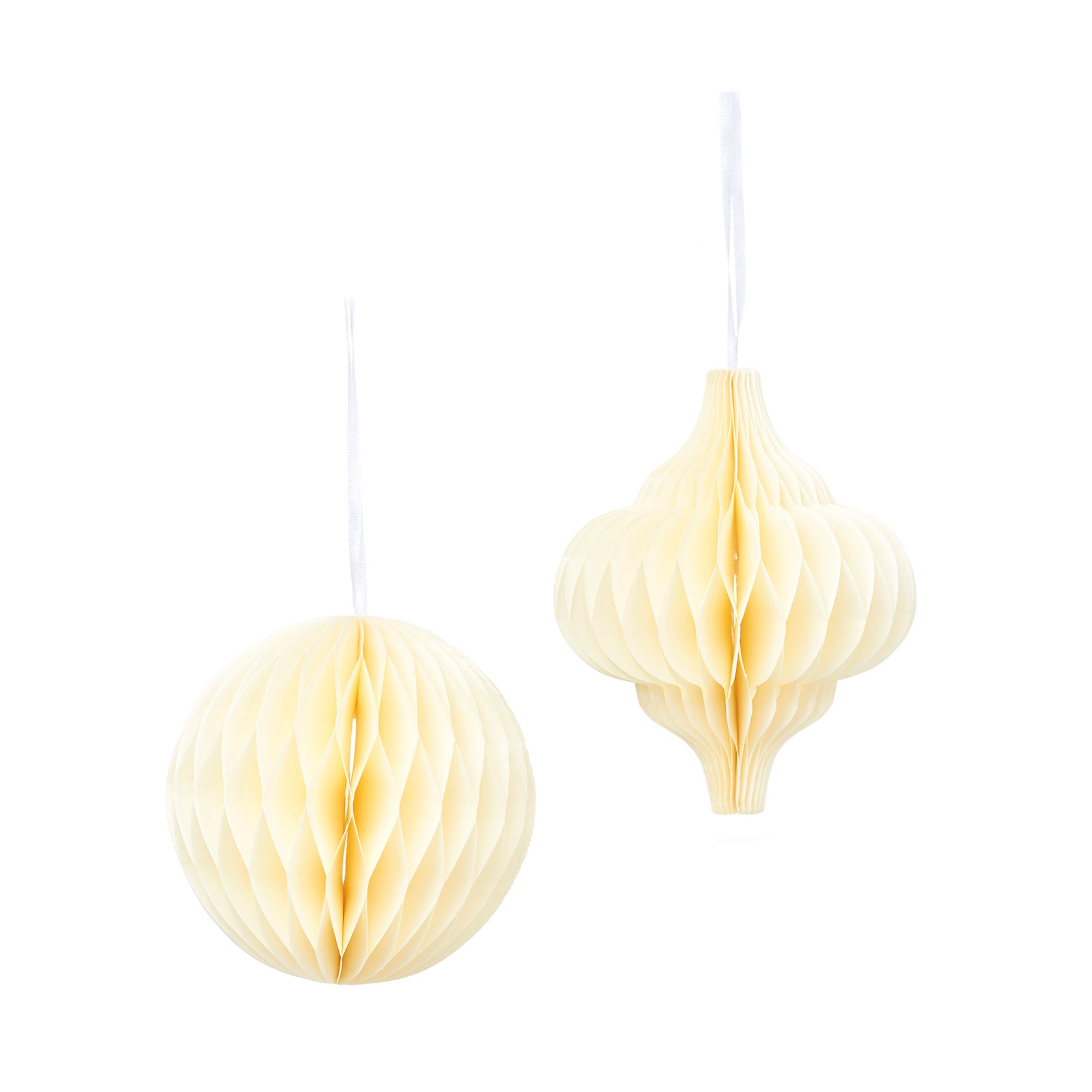 UMXM003 White Honeycomb Paper Hanging Decorations Assorted